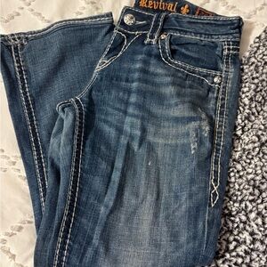 Rock Revival Blue Denim with Orange Accents